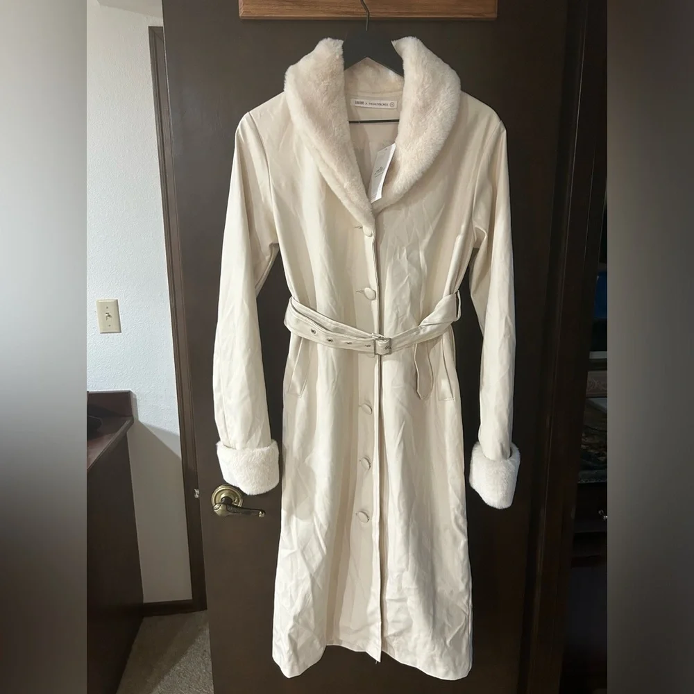 12th Tribe X Thesaltyblonde Faux Leather & Fur trimmed Trench Size Small